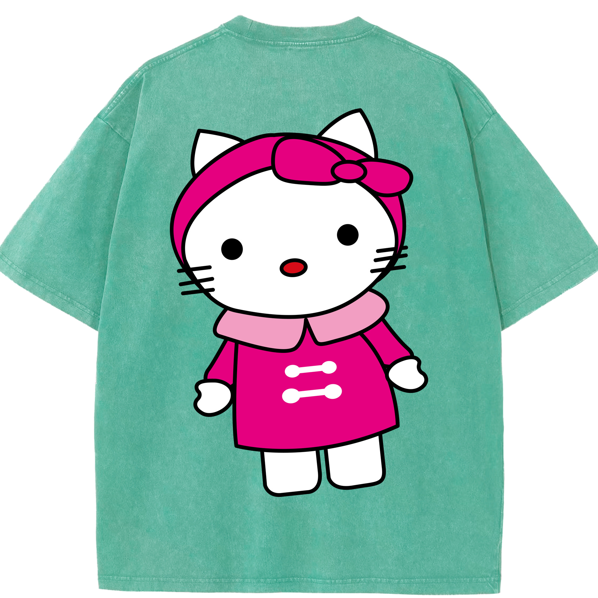 （画像用） Hello Kitty ハローキティ 綿100% ヴィンテージ風 半袖Tシャツ（背面プリント）